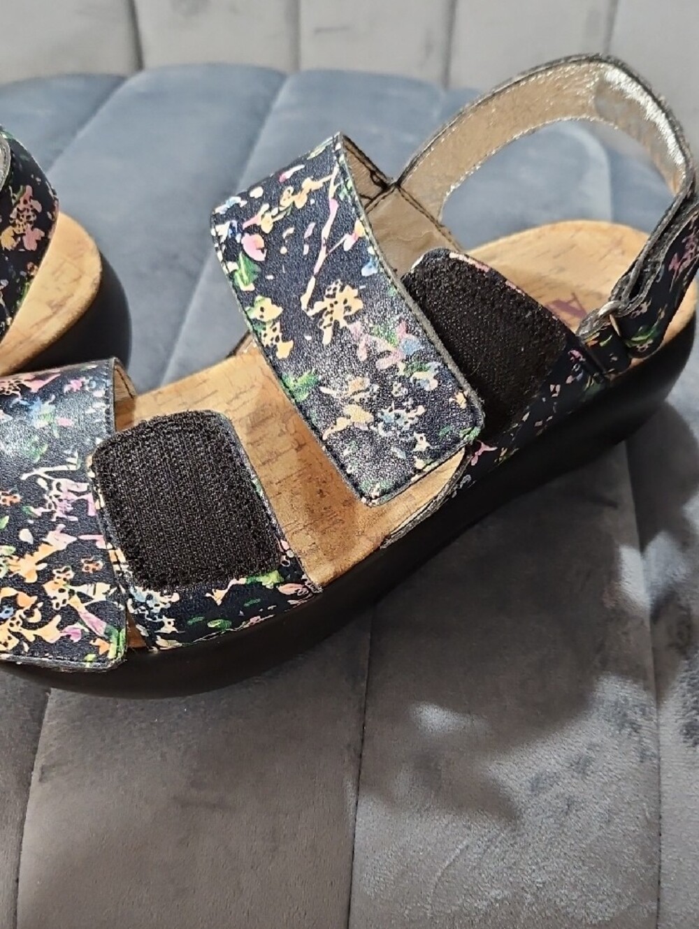 Alegria Navy Floral Slingback Sandals - Picture 3 of 6